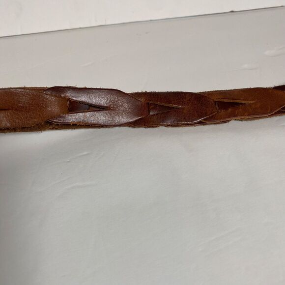 Eddie Bauer Brown Leather Interlocking Belt Solid Brass Buckle Size 42 Vintage - Picture 6 of 10